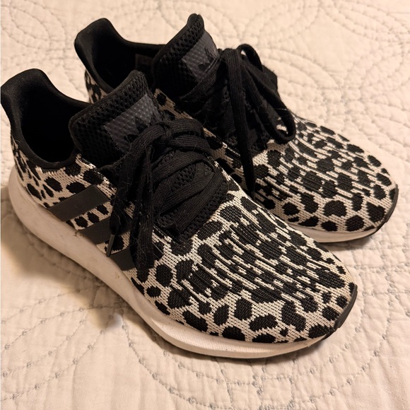 Shoes - Adidas Black and White Leopard Print Sneakers